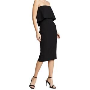 Likely Driggs Strapless Black Bodycon Midi Dress Size Small Sleek Minimal Chic